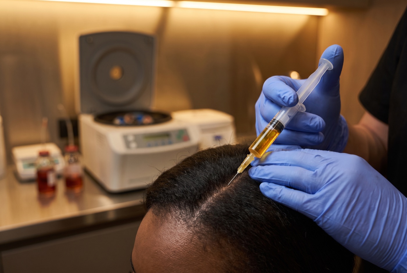 PRP plasma being injected into the scalp